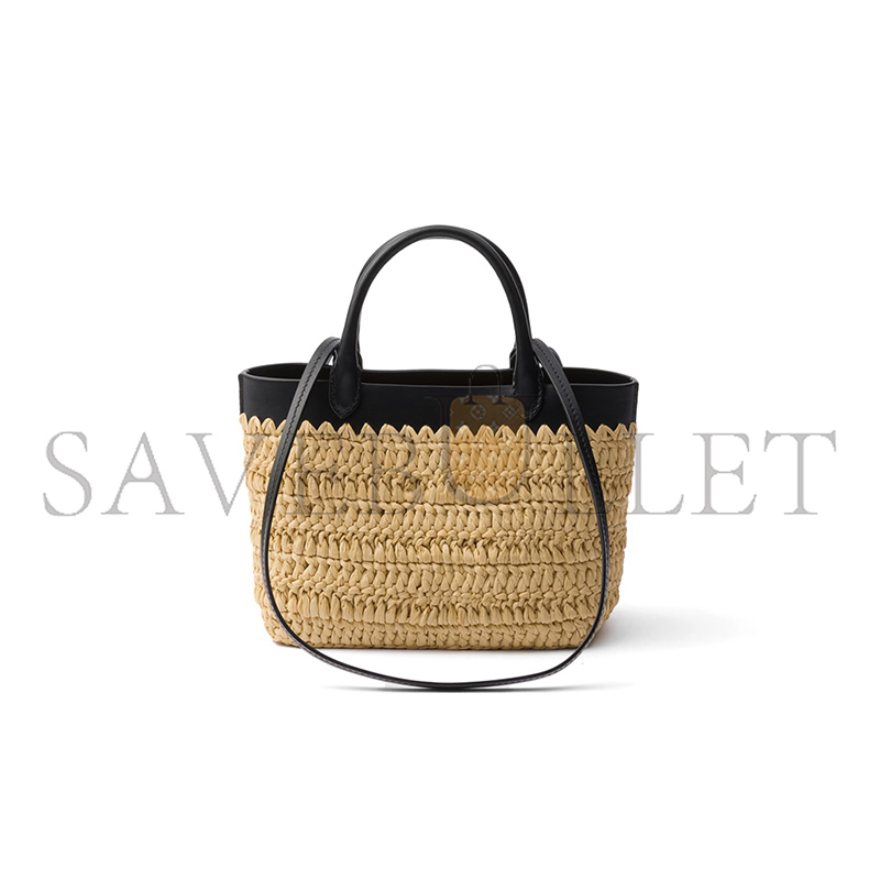 PRADA MINI CROCHET AND LEATHER TOTE BAG 1BG501 (21*16*10cm)